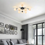 Modern Frosted Glass Bubble Globe Black Semi-Flush Mount Ceiling Light Fixture - BeyPan