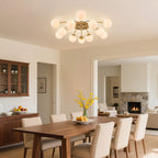Modern Frosted Glass Bubble Globe Gold Semi-Flush Mount Ceiling Light Fixture - BeyPan