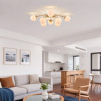 Modern Frosted Glass Bubble Globe Gold Semi-Flush Mount Ceiling Light Fixture - BeyPan