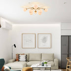 Modern Frosted Glass Bubble Globe Gold Semi-Flush Mount Ceiling Light Fixture - BeyPan