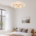 Modern Frosted Glass Bubble Globe Gold Semi-Flush Mount Ceiling Light Fixture - BeyPan