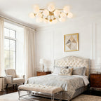 Modern Frosted Glass Bubble Globe Gold Semi-Flush Mount Ceiling Light Fixture - BeyPan