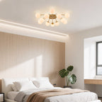 Modern Frosted Glass Bubble Globe Gold Semi-Flush Mount Ceiling Light Fixture - BeyPan