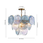 Modern Glam Glass Disc Tiered Chandelier Coastal Round Disk Glass Art Pendant Light - BeyPan