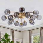 Modern Glass Bubble Globe Smoky Gray Semi-Flush Mount Ceiling Light Fixture - BeyPan