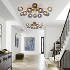 Modern Glass Bubble Globe Smoky Gray Semi-Flush Mount Ceiling Light Fixture - BeyPan