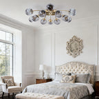 Modern Glass Bubble Globe Smoky Gray Semi-Flush Mount Ceiling Light Fixture - BeyPan