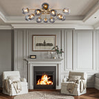 Modern Glass Bubble Globe Smoky Gray Semi-Flush Mount Ceiling Light Fixture - BeyPan