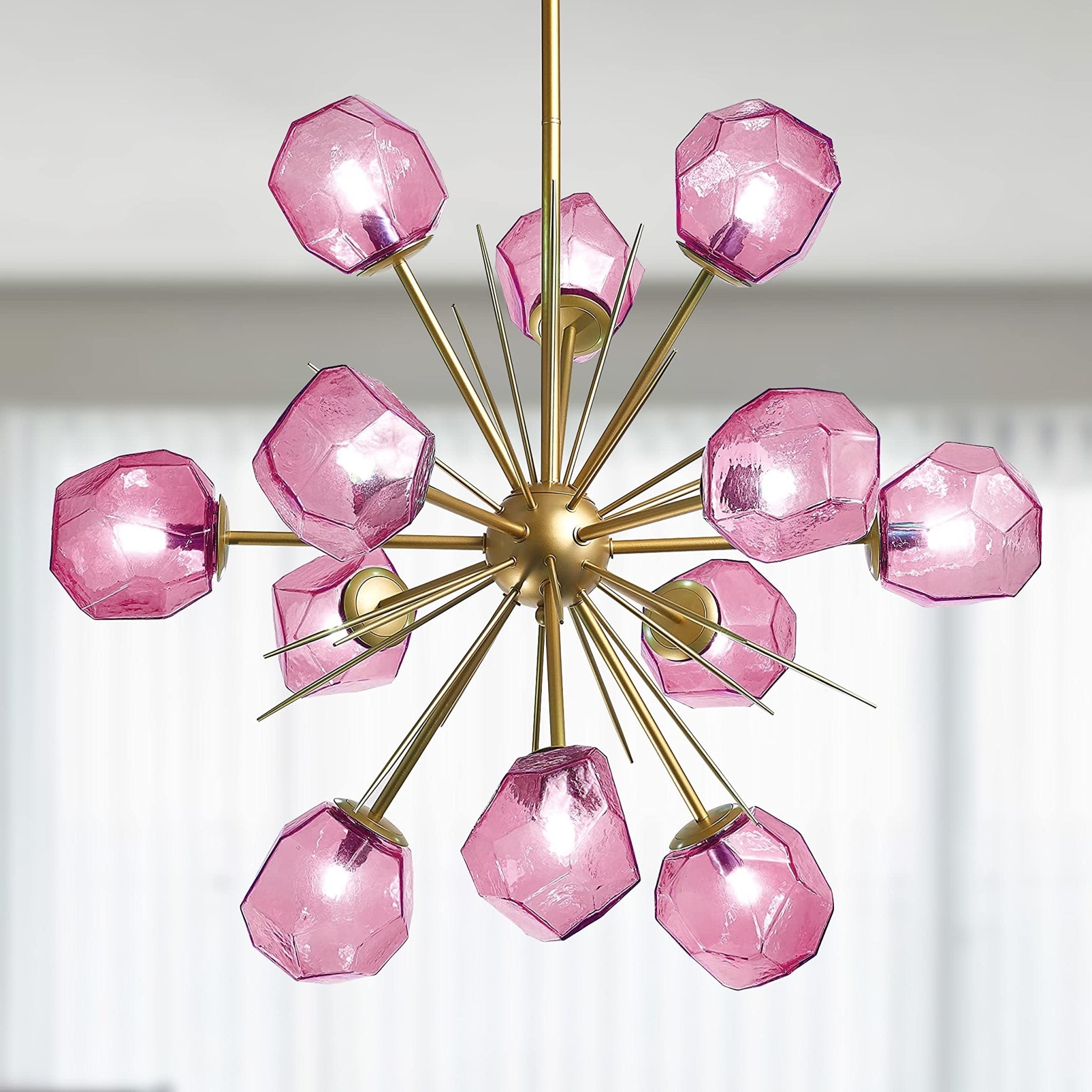 Modern Glass Chandeliers12 Light Pink Murano Art Deco Glass Sputnik Ceiling Light Fixture Gold Pendant Lighting - BeyPan Hauptbild
