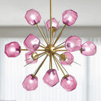 Modern Glass Chandeliers12 Light Pink Murano Art Deco Glass Sputnik Ceiling Light Fixture Gold Pendant Lighting - BeyPan