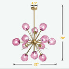 Modern Glass Chandeliers12 Light Pink Murano Art Deco Glass Sputnik Ceiling Light Fixture Gold Pendant Lighting - BeyPan