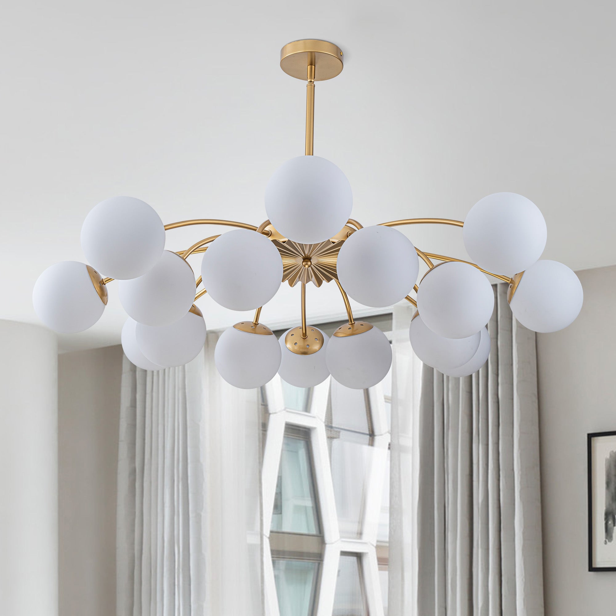 Modern Gold Frosted Glass Pendant Bubble Globe Chandelier - BeyPan