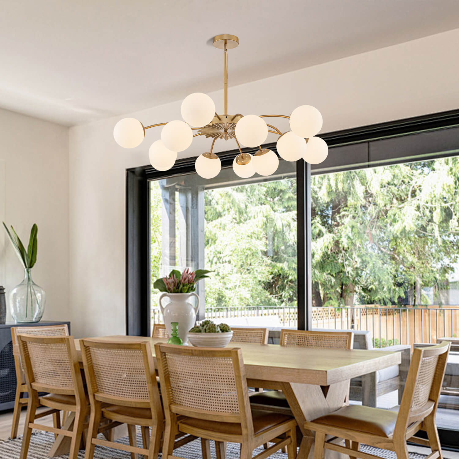 Modern Gold Frosted Glass Pendant Bubble Globe Chandelier - BeyPan