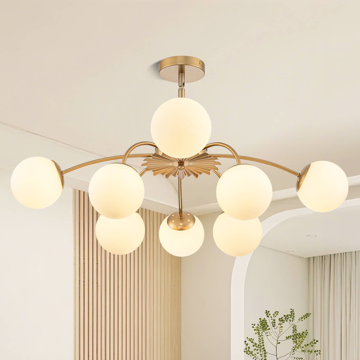 Modern Gold Frosted Glass Pendant Bubble Globe Chandelier - BeyPan Hauptbild