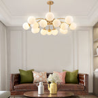 Modern Gold Frosted Glass Pendant Bubble Globe Chandelier - BeyPan