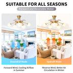 Modern Gold Retractable Ceiling Fan with Lights, 8-Light Flush Mount Fan with Remote - BeyPan