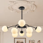 Modern Gold/Black Frosted Glass Pendant Bubble Globe Chandelier - BeyPan