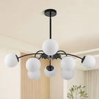 Modern Gold/Black Frosted Glass Pendant Bubble Globe Chandelier - BeyPan
