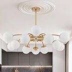 Modern Gold/Black Frosted Glass Pendant Bubble Globe Chandelier - BeyPan