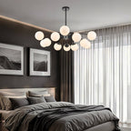 Modern Gold/Black Frosted Glass Pendant Bubble Globe Chandelier - BeyPan