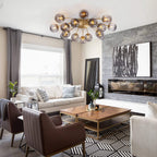 Modern Gray Bubble Globe Semi-Flush Mount Ceiling Light Brass Finish - BeyPan