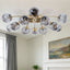 Modern Gray Bubble Globe Semi-Flush Mount Ceiling Light Brass Finish - BeyPan