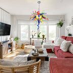 Modern Hand Blown Glass Chandelier - Colorful Curly Art Lignting - BeyPan