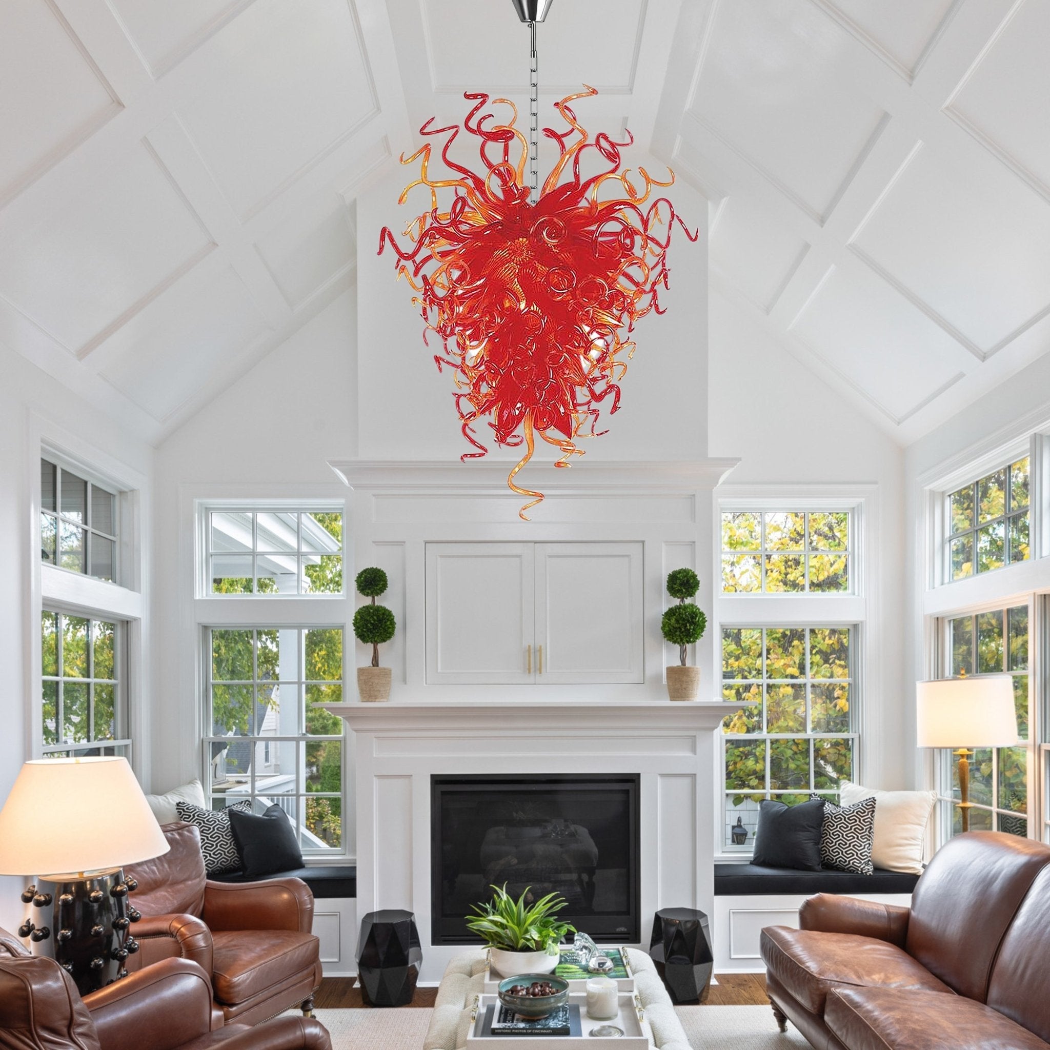 Modern Hand Blown Glass Chandelier - Passionate Flame Artistic Lighting - BeyPan