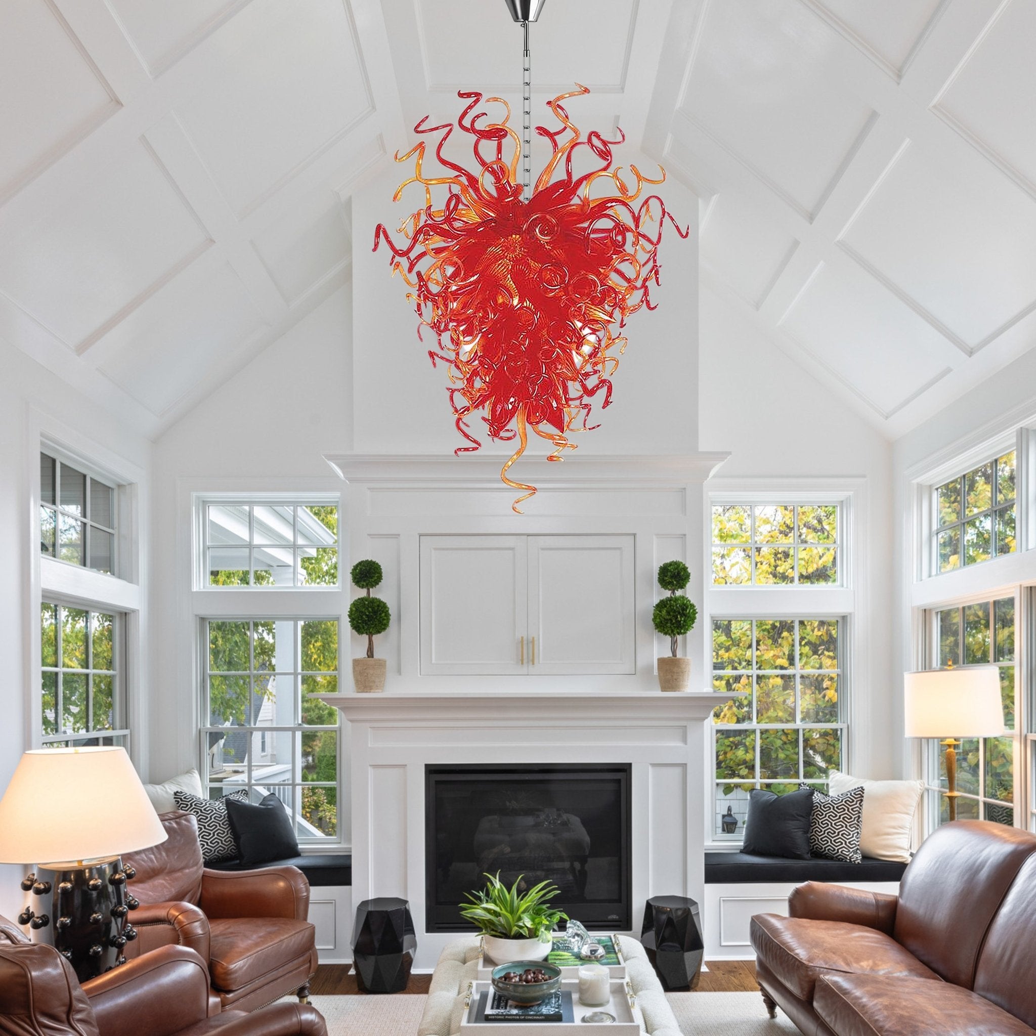 Modern Hand Blown Glass Chandelier - Passionate Flame Artistic Lighting - BeyPan