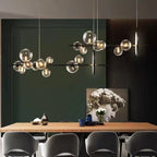 Modern Island Lights Glass Globe Shade With Circle LED - BeyPan
