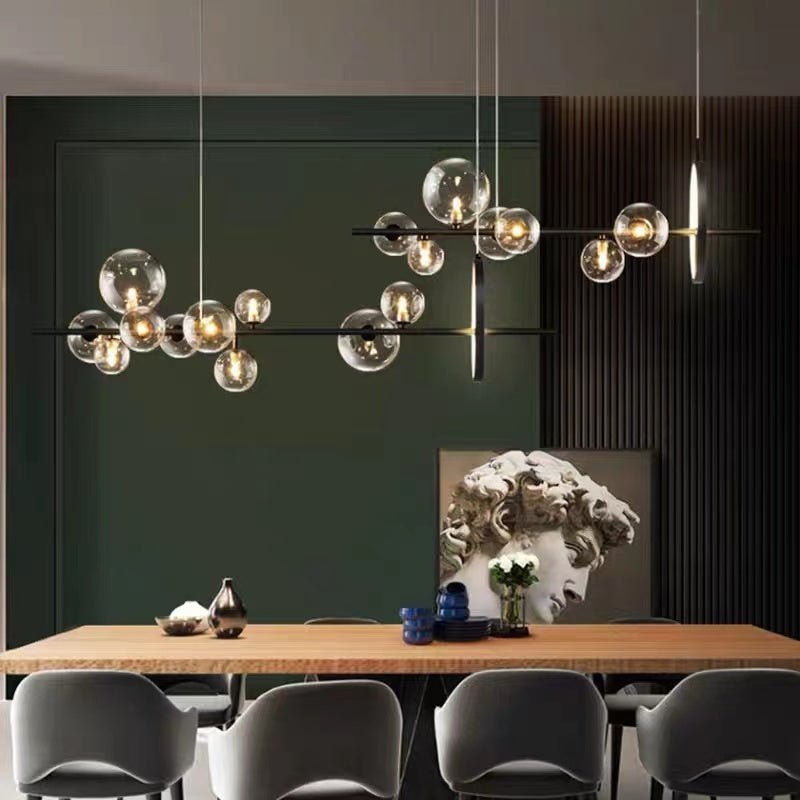 Modern Island Lights Glass Globe Shade With Circle LED - BeyPan