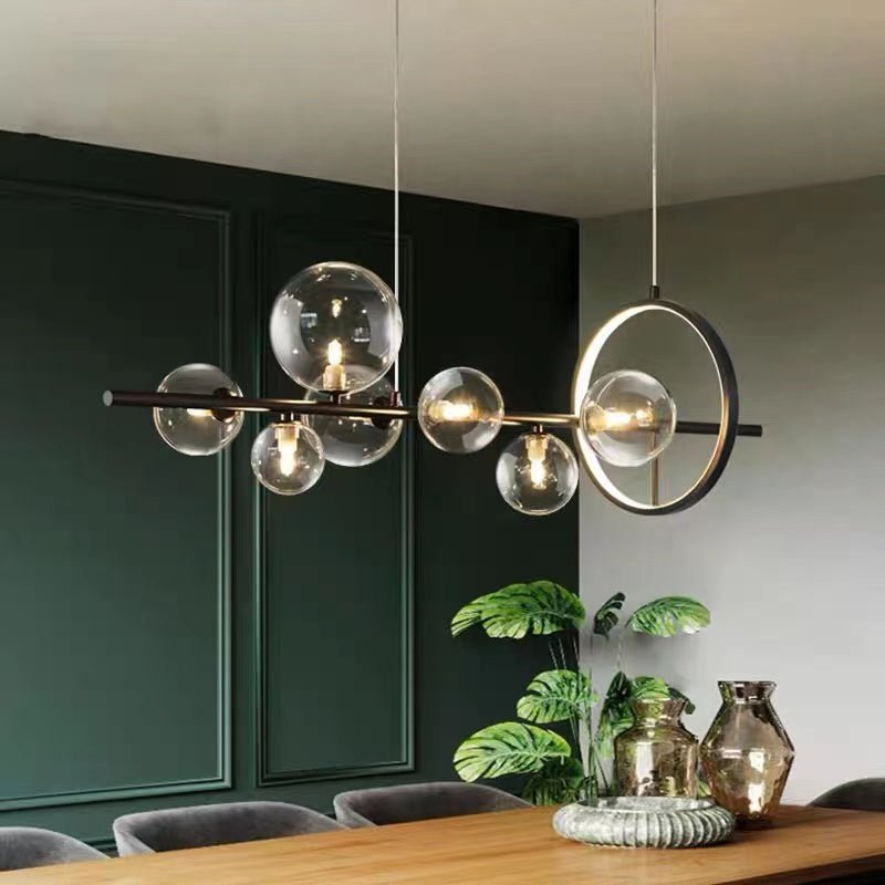 Modern Island Lights Glass Globe Shade With Circle LED - BeyPan