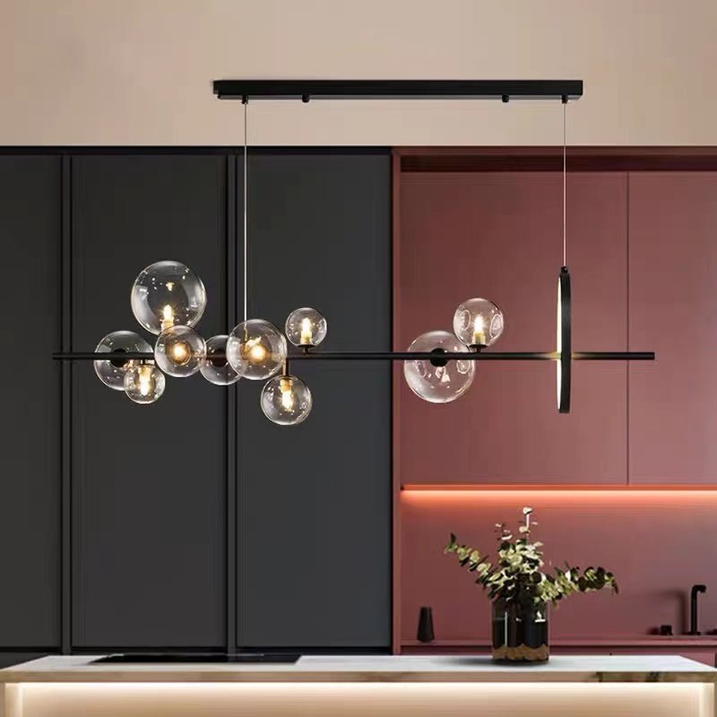 Modern Island Lights Glass Globe Shade With Circle LED - BeyPan
