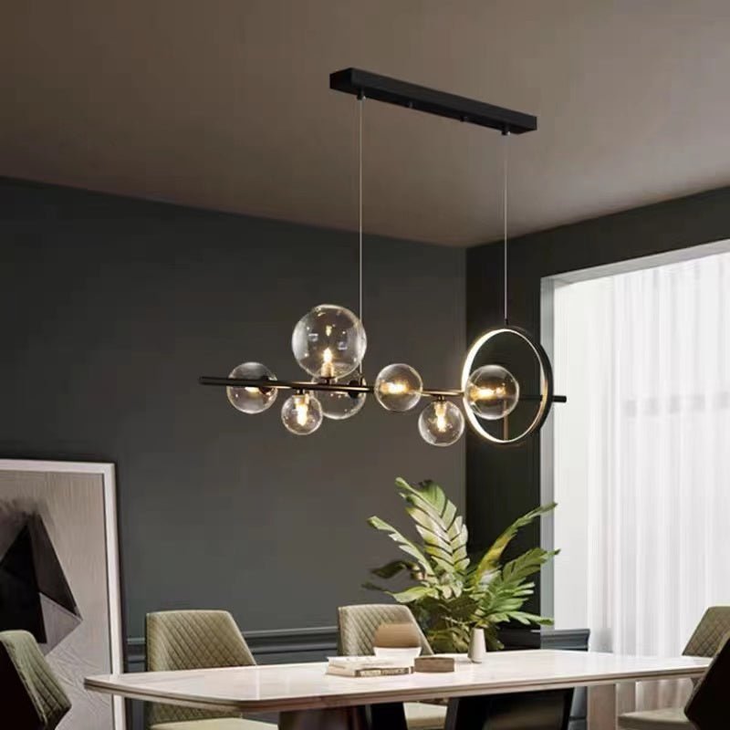 Modern Island Lights Glass Globe Shade With Circle LED - BeyPan