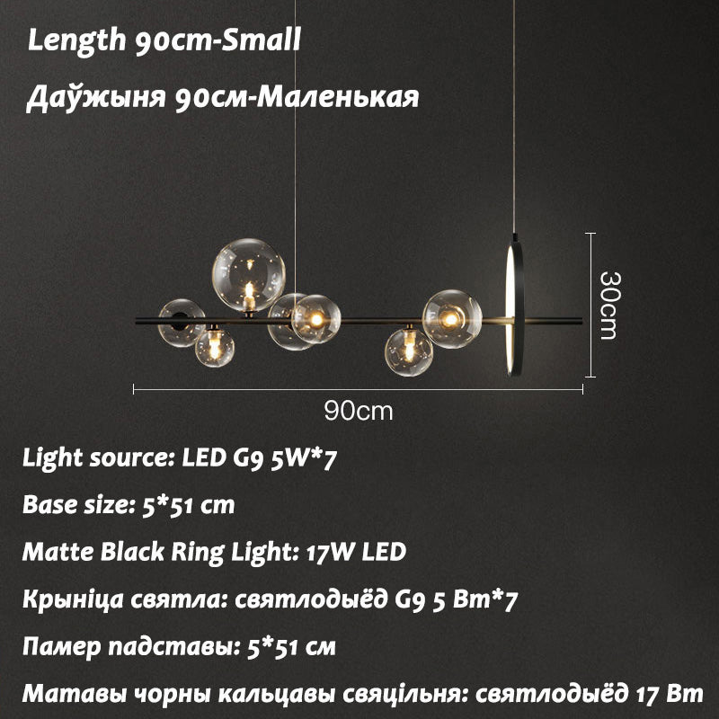 Modern Island Lights Glass Globe Shade With Circle LED - BeyPan