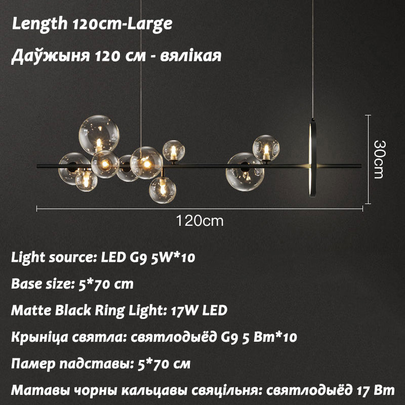 Modern Island Lights Glass Globe Shade With Circle LED - BeyPan