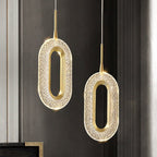 Modern Pendant Light Oval Or Ring Shape Acrylic Crystal Lampshade - BeyPan
