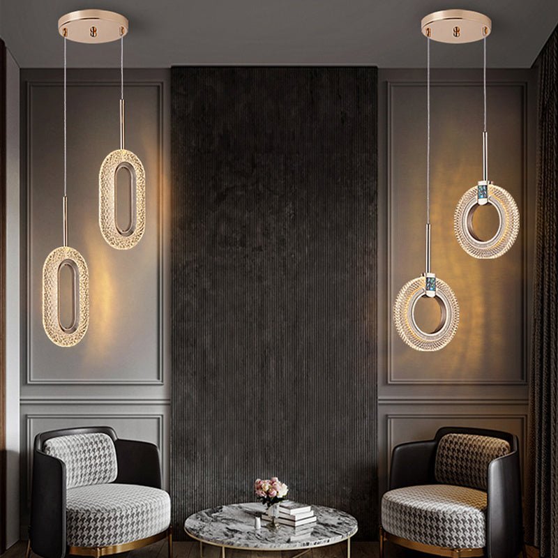Modern Pendant Light Oval Or Ring Shape Acrylic Crystal Lampshade Secondary image