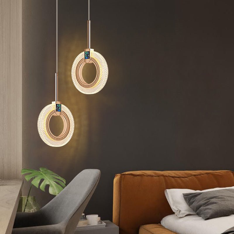 Modern Pendant Light Oval Or Ring Shape Acrylic Crystal Lampshade - BeyPan