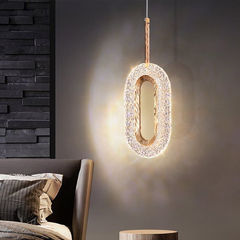 Modern Pendant Light Oval Or Ring Shape Acrylic Crystal Lampshade - BeyPan Main image
