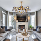 Modern Smoky Gray Glass Globe Chandelier with Brass Finish - BeyPan
