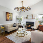 Modern Smoky Gray Glass Globe Chandelier with Brass Finish - BeyPan