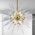 Modern Sputnik Chandelier Clear Spike Glass with Brass Frame - BeyPan