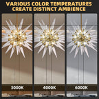 Modern Sputnik Chandelier Clear Spike Glass with Brass Frame - BeyPan