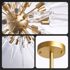Modern Sputnik Chandelier Clear Spike Glass with Brass Frame - BeyPan