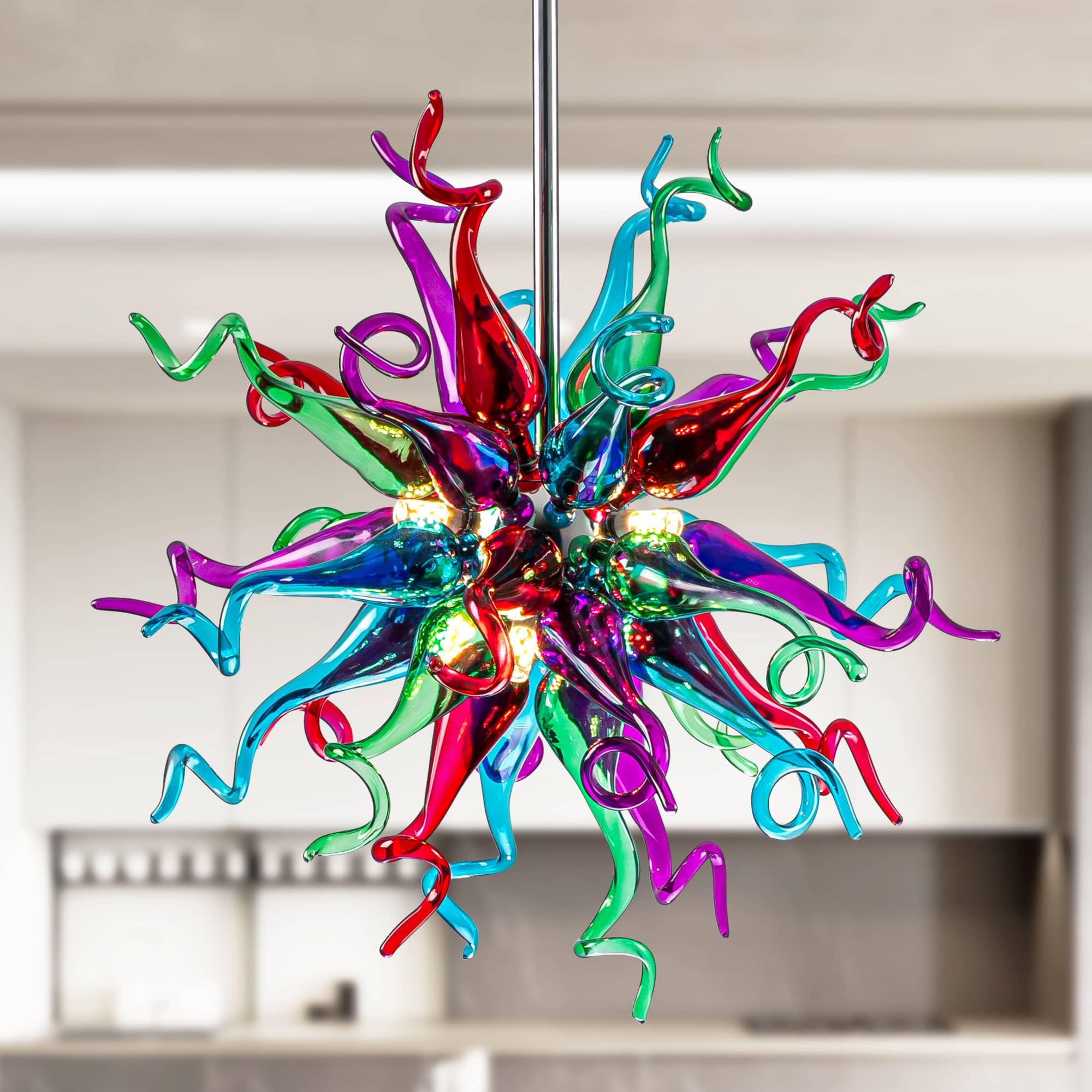 Modern Sputnik Hand-Blown Glass Chandelier - Vibrant Multi-Color - BeyPan Hauptbild