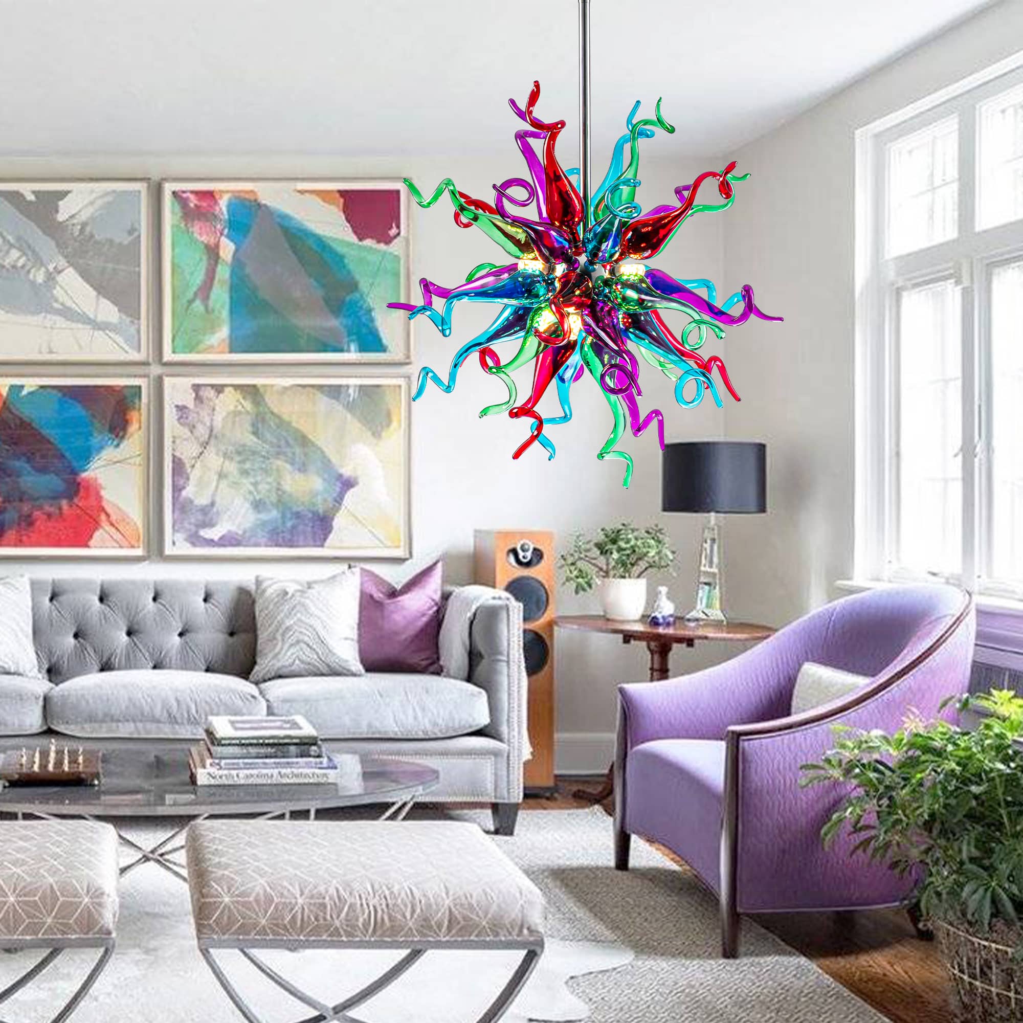 Modern Sputnik Hand-Blown Glass Chandelier - Vibrant Multi-Color Zweitbild