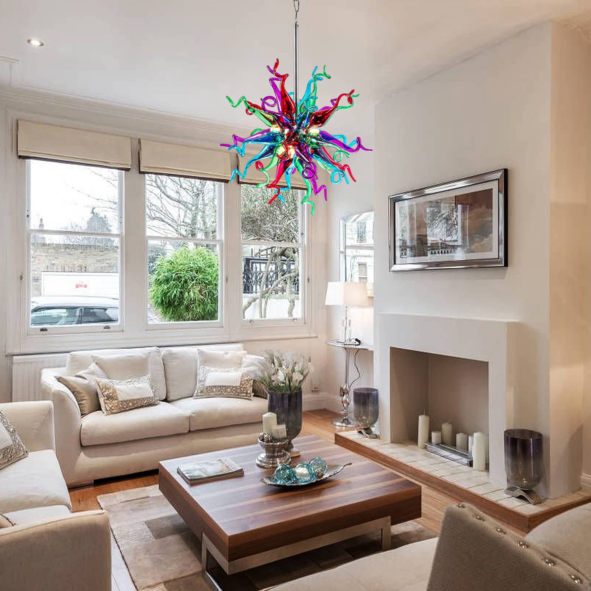 Modern Sputnik Hand-Blown Glass Chandelier - Vibrant Multi-Color - BeyPan