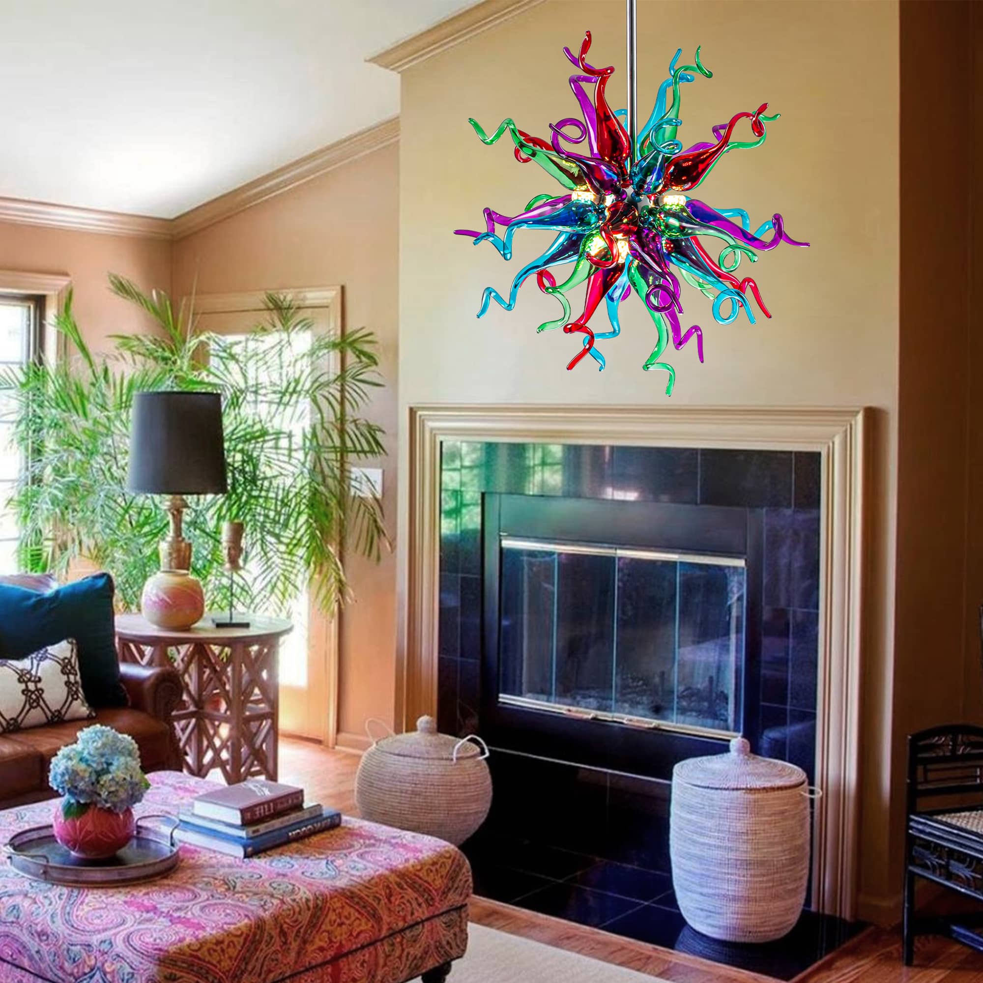 Modern Sputnik Hand-Blown Glass Chandelier - Vibrant Multi-Color - BeyPan
