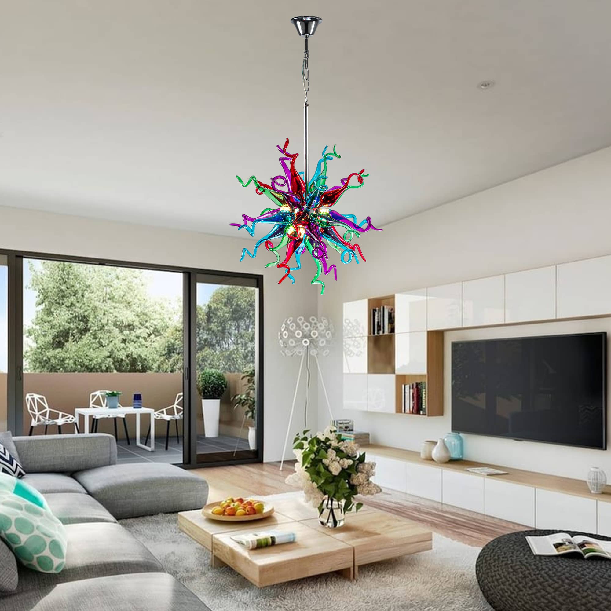 Modern Sputnik Hand-Blown Glass Chandelier - Vibrant Multi-Color - BeyPan